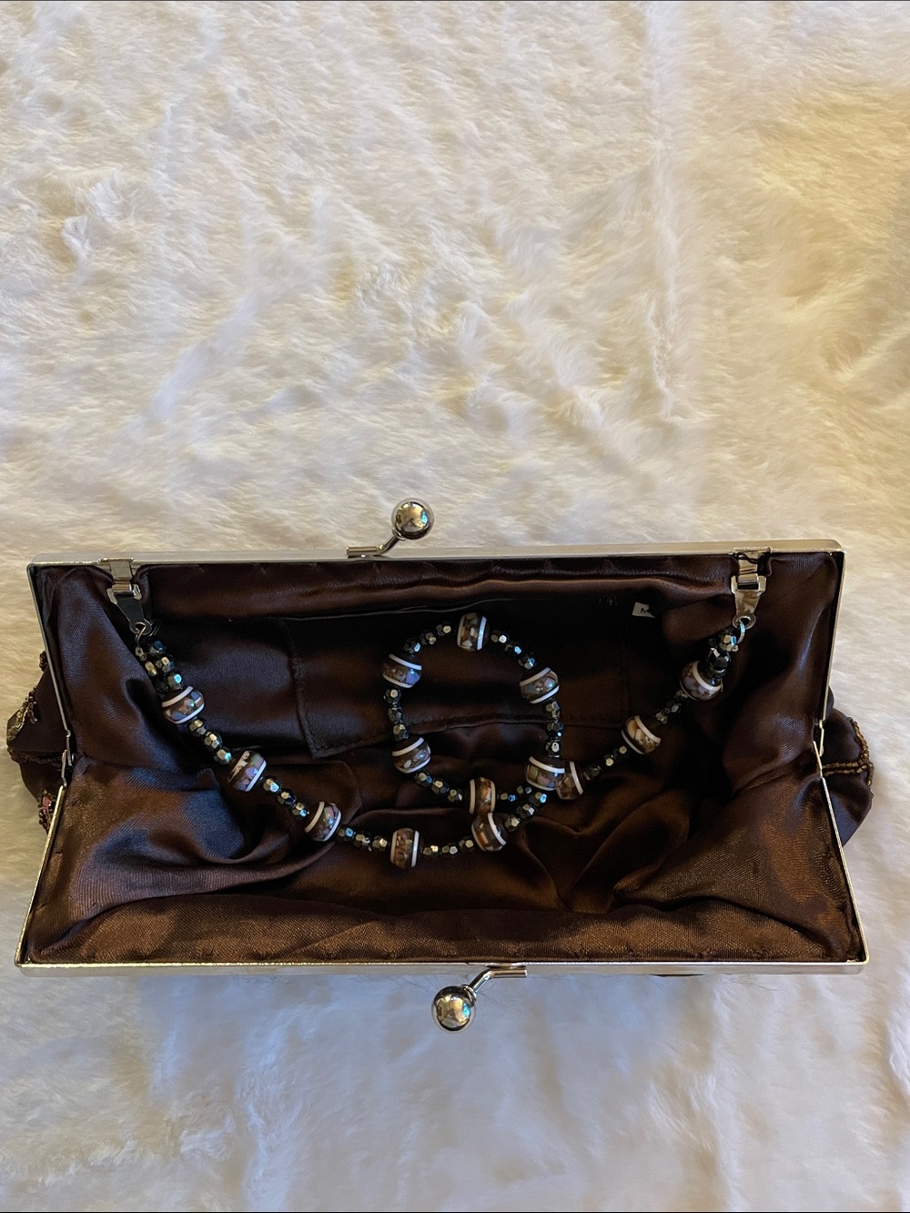 Embellished Brown Butterfly Minaudière with Beaded Handle SZ 11” X 4” - Picture 8 of 8